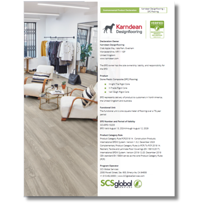 EPD for Karndean SPC products - Knight Tile Rigid Core, K-Trade Rigid Core, Van Gogh Rigid Core