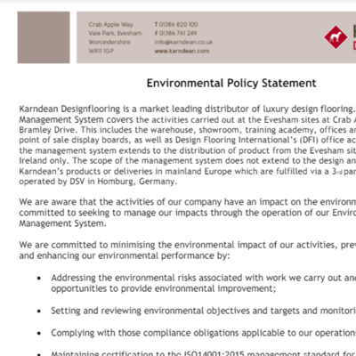 Karndean environmental policy