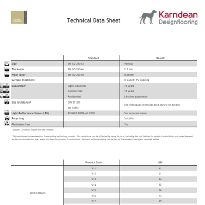 Karndean commercial heritage technical data sheets