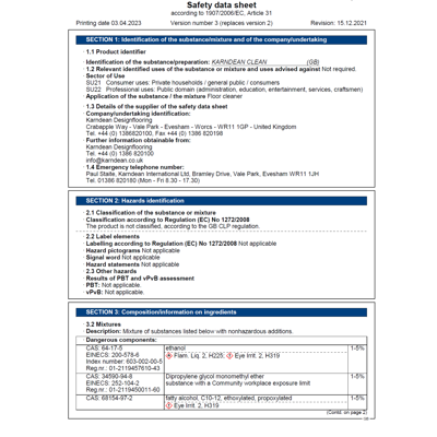 karndean commercial clean safety data sheets