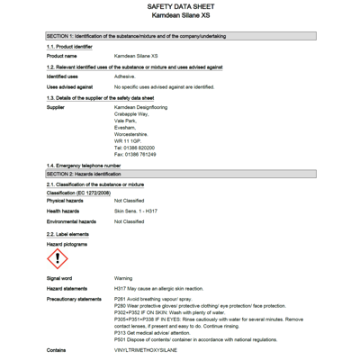 karndean commercial silane safety data sheets