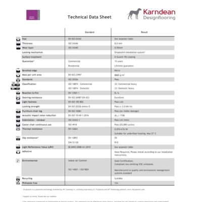 Karndean commercial korlok regent technical data sheet