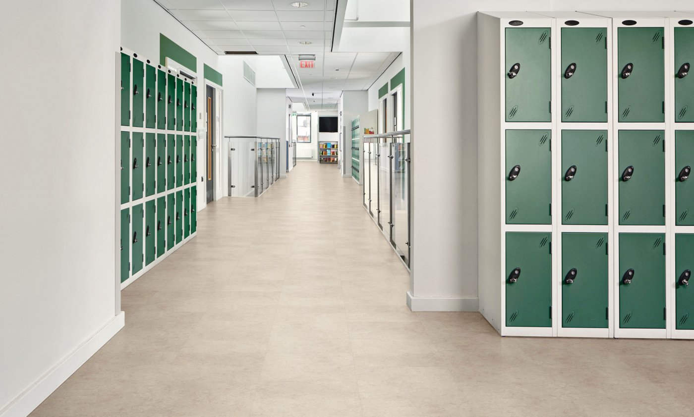 School hallway with lockers and Capri LLT2009 floors