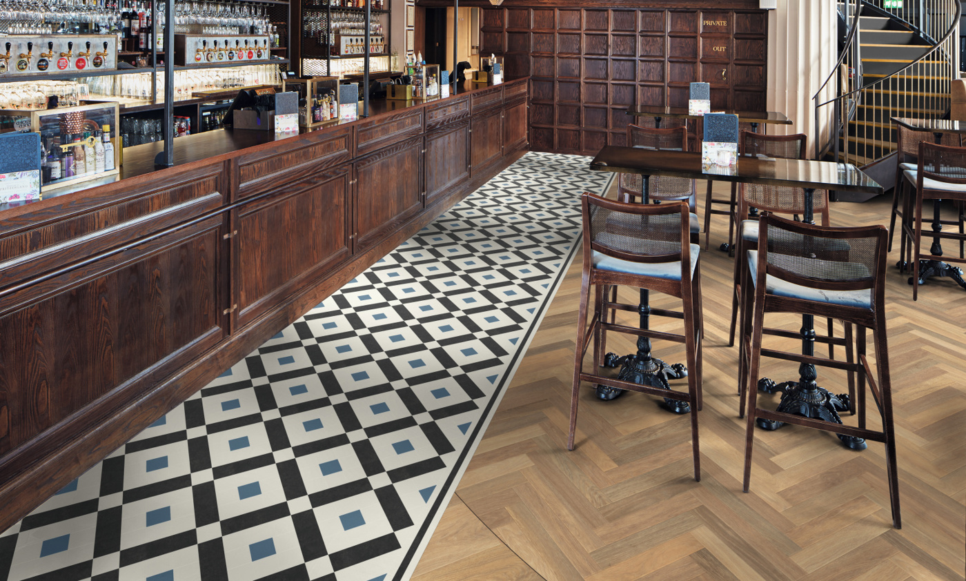 Karndean Commercial LVT flooring from the Heritage and Van Gogh collections laid in a restaurant