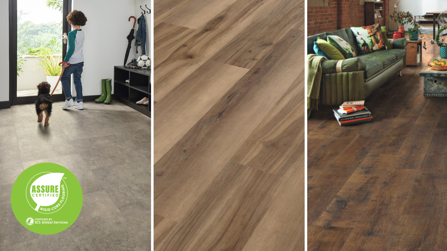 Korlok Select and Korlok Reserve lvt products with the Assure Certified logo