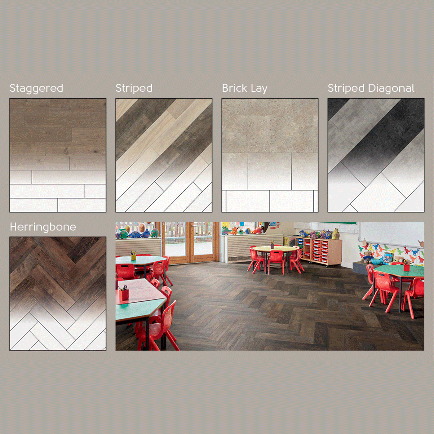 Karndean commercial rigid core types of laying patterns