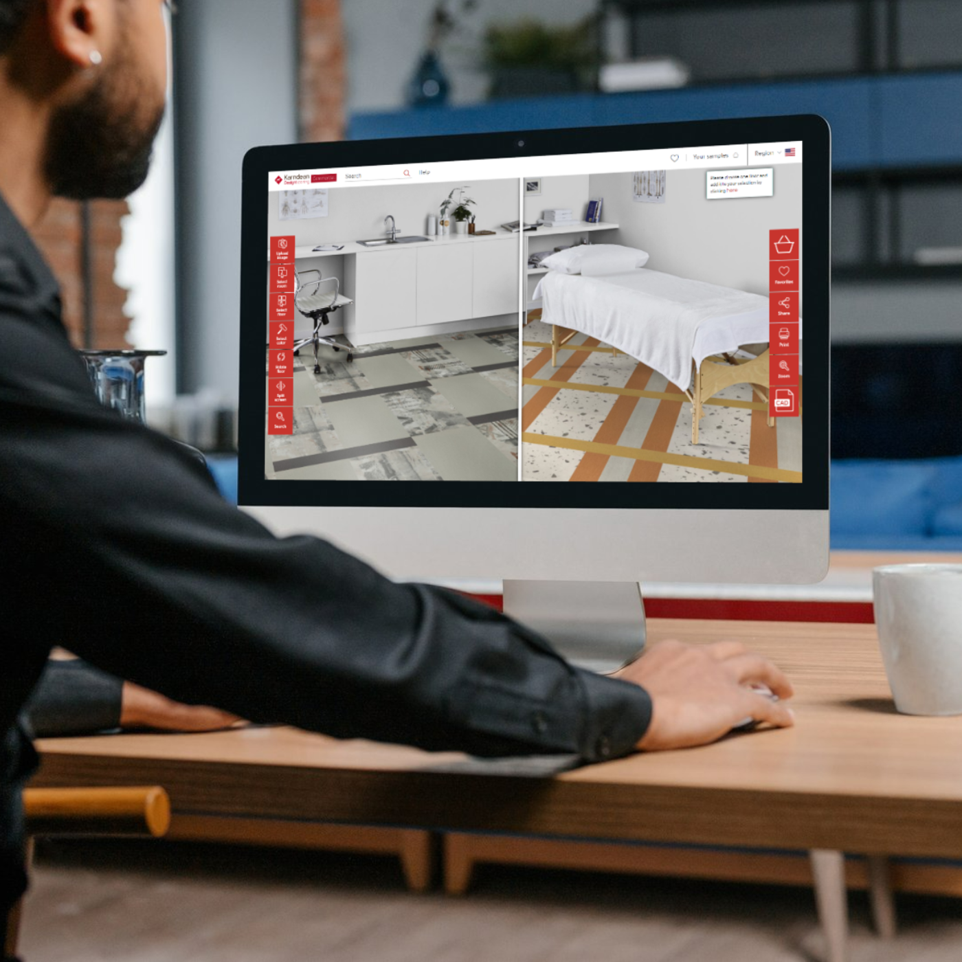 Man using commercial Floorstyle on a desktop computer