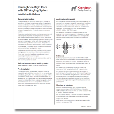 Karndean 5G herringbone rigid core products installation guide